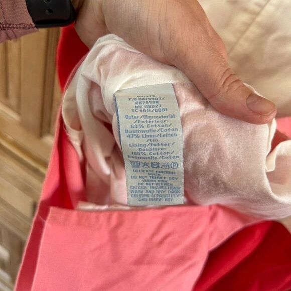 Boden 4 Regular Pencil‎ Skirt Red Pink White Fitted Colorblock Linen Blend Bow - Picture 11 of 12